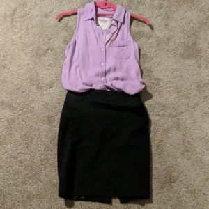 Mossimo Purple Button Down V-Tank
